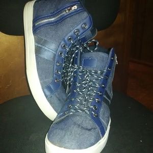 X-Ray; High top Sneakers; Denim; Zipper embellishe